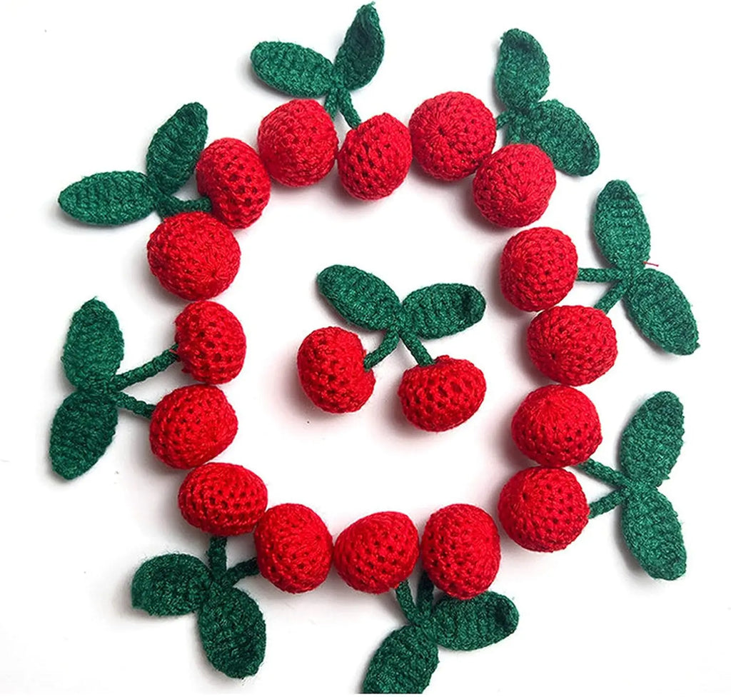 Knitted Cherry Fruit Brooch – Cute Bag & Clothing Pin DIY