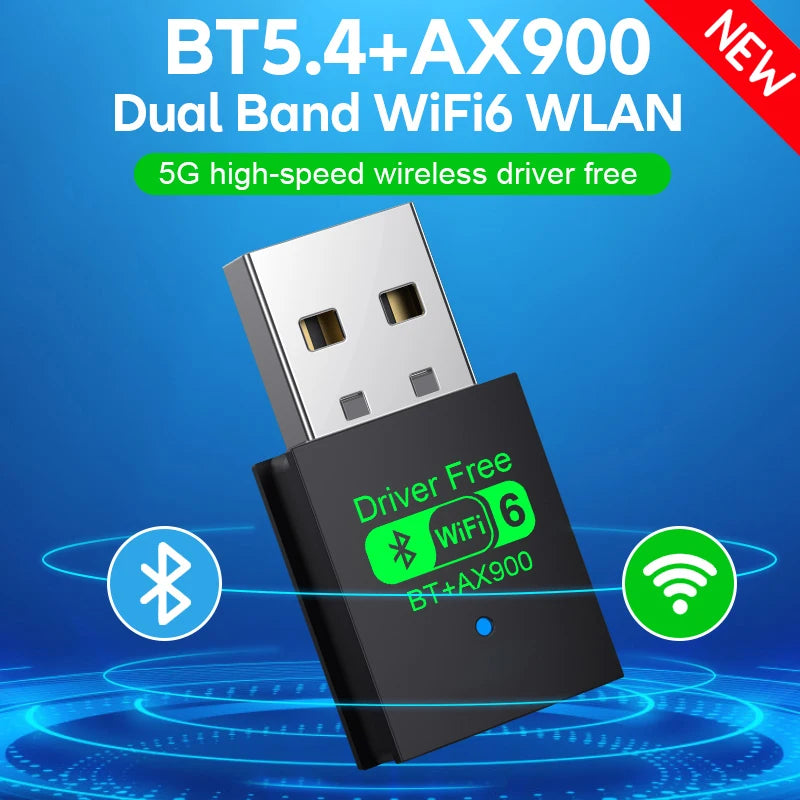 2 IN 1 WIFI6 AX900 USB WiFi Bluetooth 5.4 Wireless Adapter Dual Band 2.4G+5GHz 900Mbps Network Card Receiver Dongle For Win10/11 Oasis Select