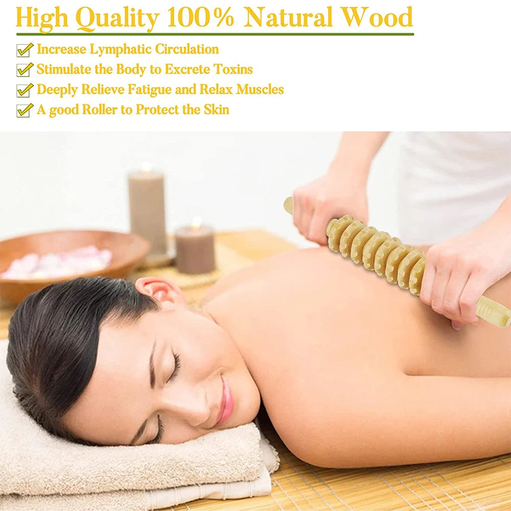 1 PCS Wood Massage Roller Trigger Points Home Gym Manual Wooden Fascia Massage Roller for Release Cellulite Sore Muscle Blasting Oasis Select