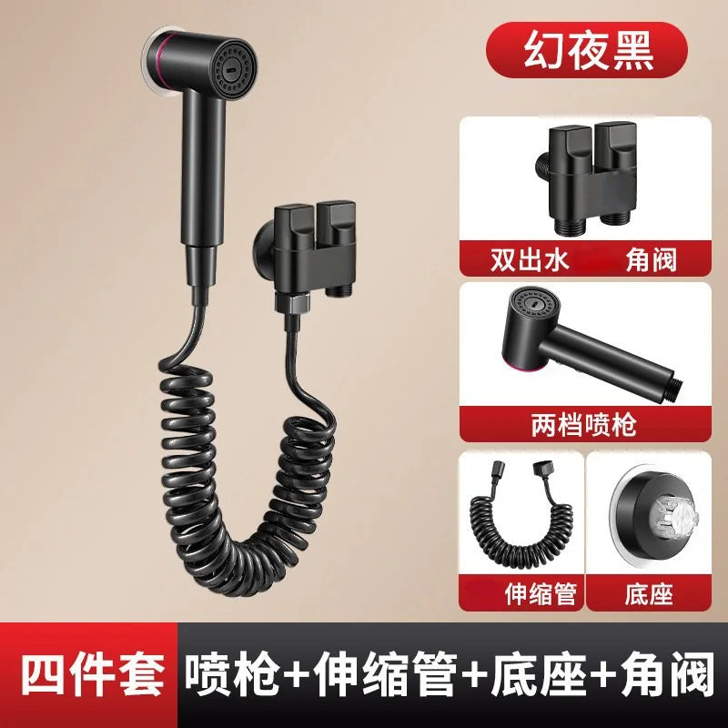 Hygienic shower toilet bidet sprayer shower head double outlet angle valve wall-mounted double outlet bidet toilet accessories Oasis Select Black Suit