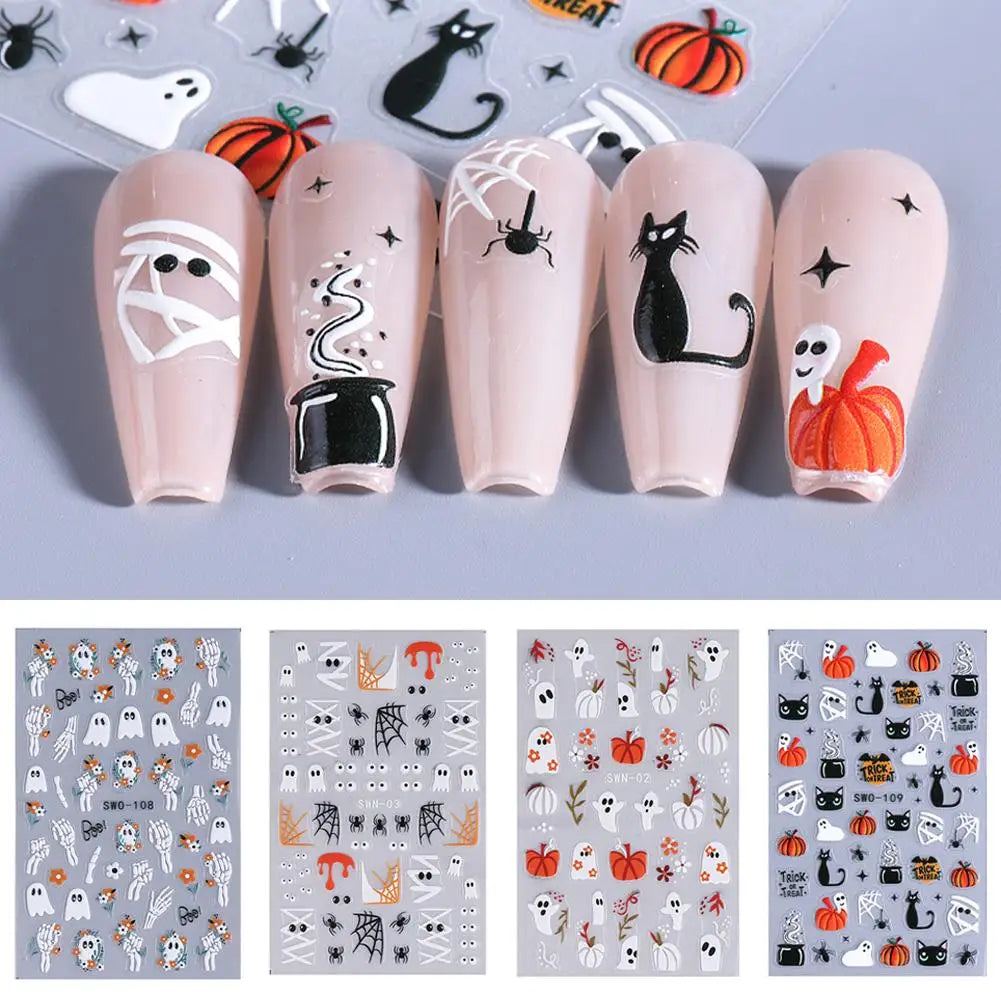 Halloween Nail Stickers – Pumpkin Ghost Skull DIY Decals