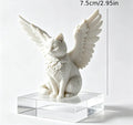 Angel Wing Cats Figurines 3D Printed Memorial Pets Commemorative Ornaments Statue Kitten Sculptures for Home Desktop Study Decor Oasis Select angel cat white