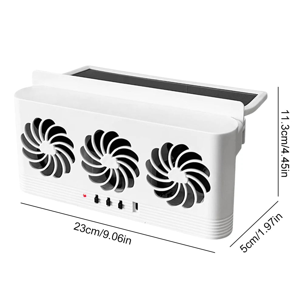 Solar Car Exhaust Fan with 3 Air Outlets Car Radiator Cooling Fan Eliminate Peculiar Smell Auto Ventilation Fan for All Cars Oasis Select