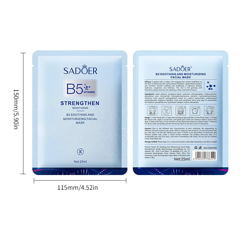 10-Pack Vitamin B5 Sheet Masks – Deep Hydration & Radiant Skin