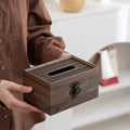 New Chinese-style Living Room Imitation Wood Grain Tissue Box Desktop Storage Box with Lid Creative Tissue Box Oasis Select A