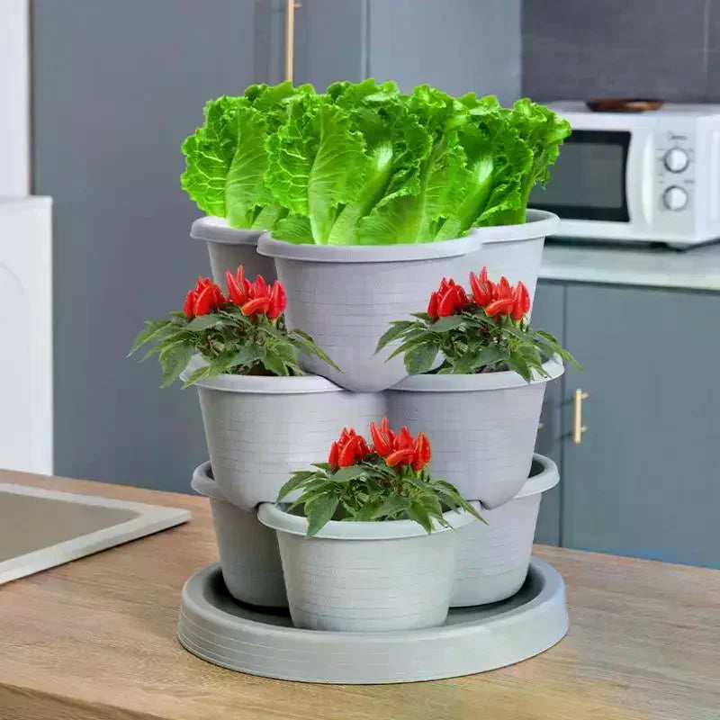 Vertical Tower Stackable Flower Pot Plastic Multi-layer Garden Planter Tower For Strawberry Vegetable Frame Grow Oasis Select