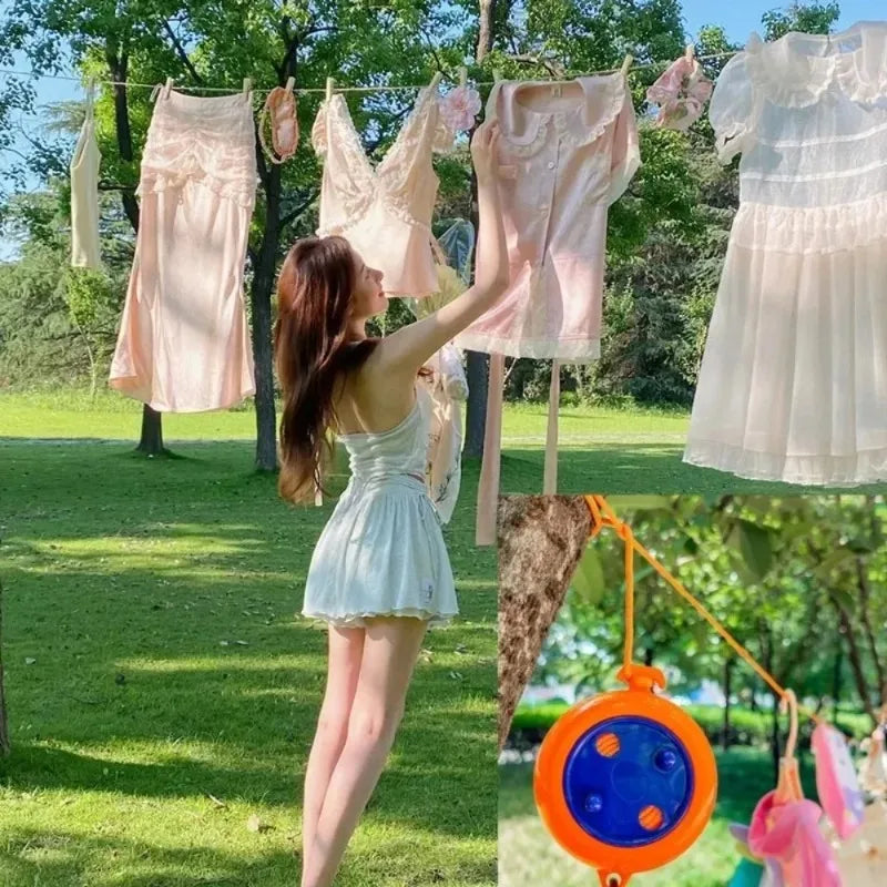 10M Retractable Camping Clothesline Portable Hanging Rope with Buckle for Outdoor Travel Picnic and Quick Drying Laundry Oasis Select