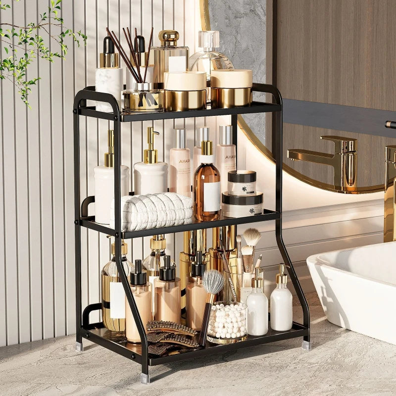Cosmetics storage rack Stone pattern desktop skin care product shelf Bathroom dresser Perfume storage box Oasis Select