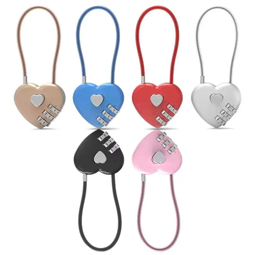 Valentine's Day Heart Style Love Password Lock 3 Digit Password Password Code Padlock Padlock Schoolbag Oasis Select