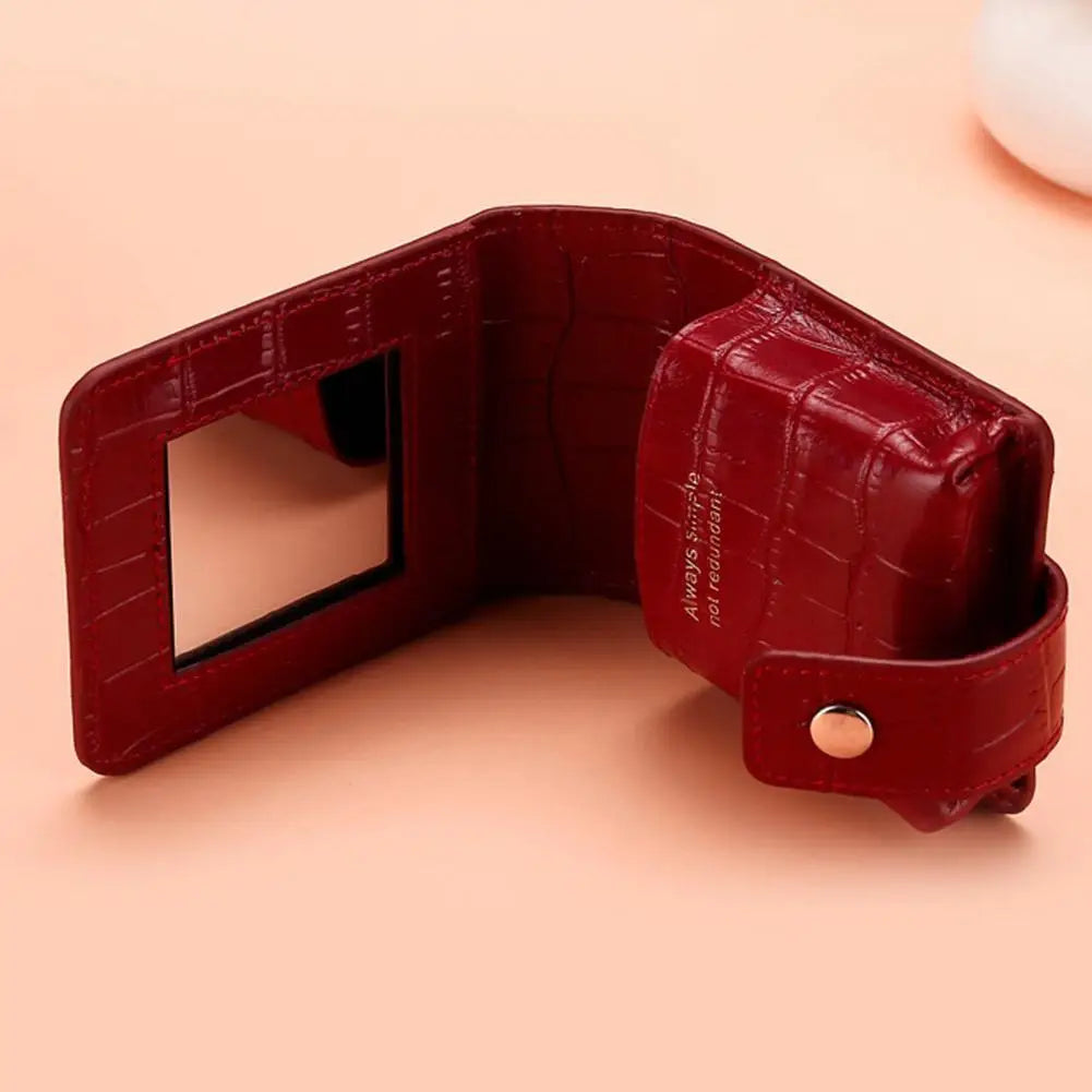PU Leather Lipstick Bag with Mirror – Travel Makeup Organizer