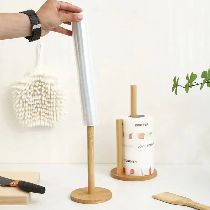 Kitchen Wooden Roll Paper Towel Holder Bathroom Tissue Stand Dining Table Vertical Napkins Rack Toilet Storage Accessories Oasis Select
