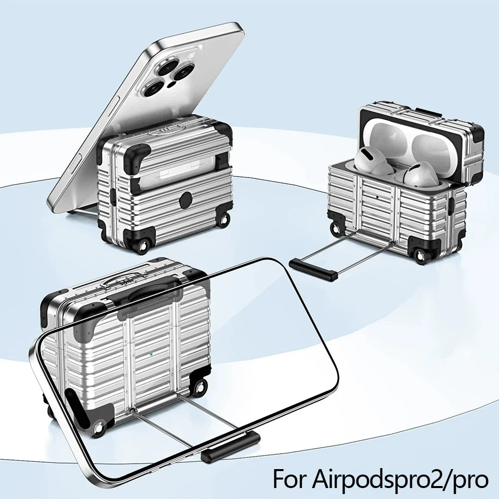 Mini Suitcase AirPods Case – Drop-Proof PC & TPU Cover