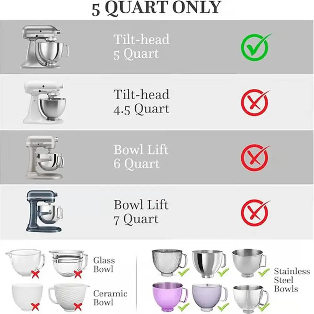 MixAid Silicone Liners For KitchenAid Tilt-Head 5 Qt Mixers -No More Mixer Bowls Needed - Mixer Accessories Oasis Select