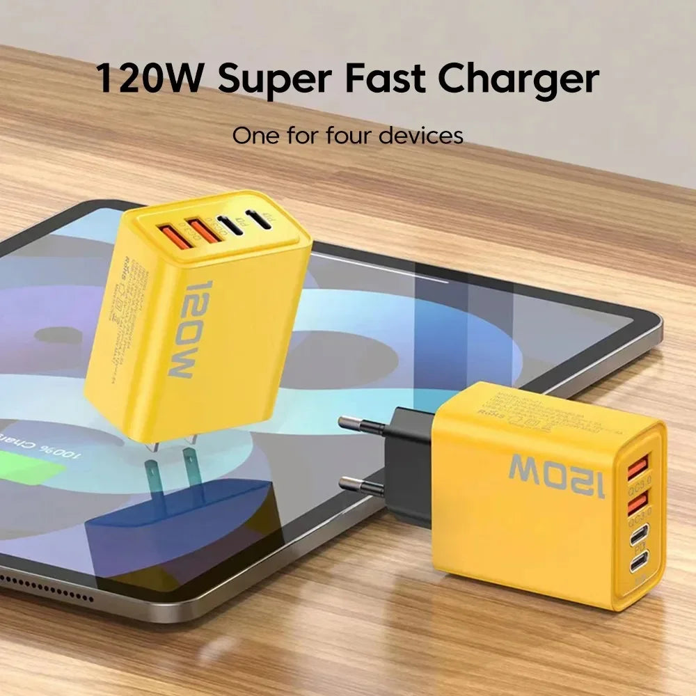 120W Total Fast Charging Quick Charger PD USB Type-C Wall Adapter for iPhone 16/15/14 Xiaomi Huawei Redmi Oneplus -Phone Charger Oasis Select