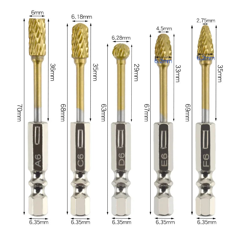 JUSTINLAU 10PCS Hard Alloy Tungsten Steel Grinding Head Rotary File Woodworking Milling Cutter Electric Grinding Polishing Tool Oasis Select