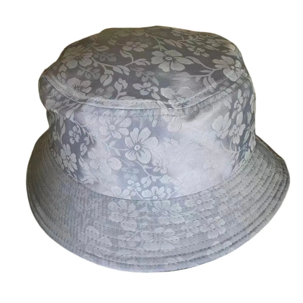 Elegant Floral Print Women Bucket Hat Rhinestone Decor Breathable Floral Print Fisherman Hat Sunscreen Protection Comfortable Oasis Select Light Blue