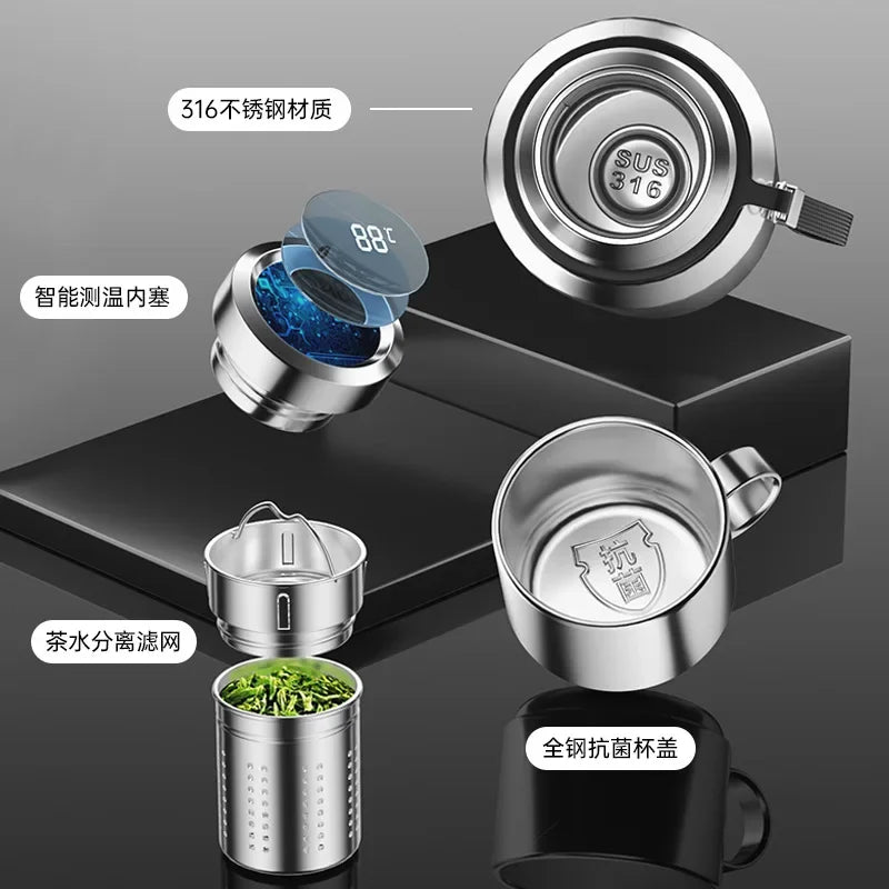Stainless Steel Smart All-Steel Vacuum Cup Large Capacity Tea and Water Separation Portable Outdoor Sports Bottle Thermos Oasis Select