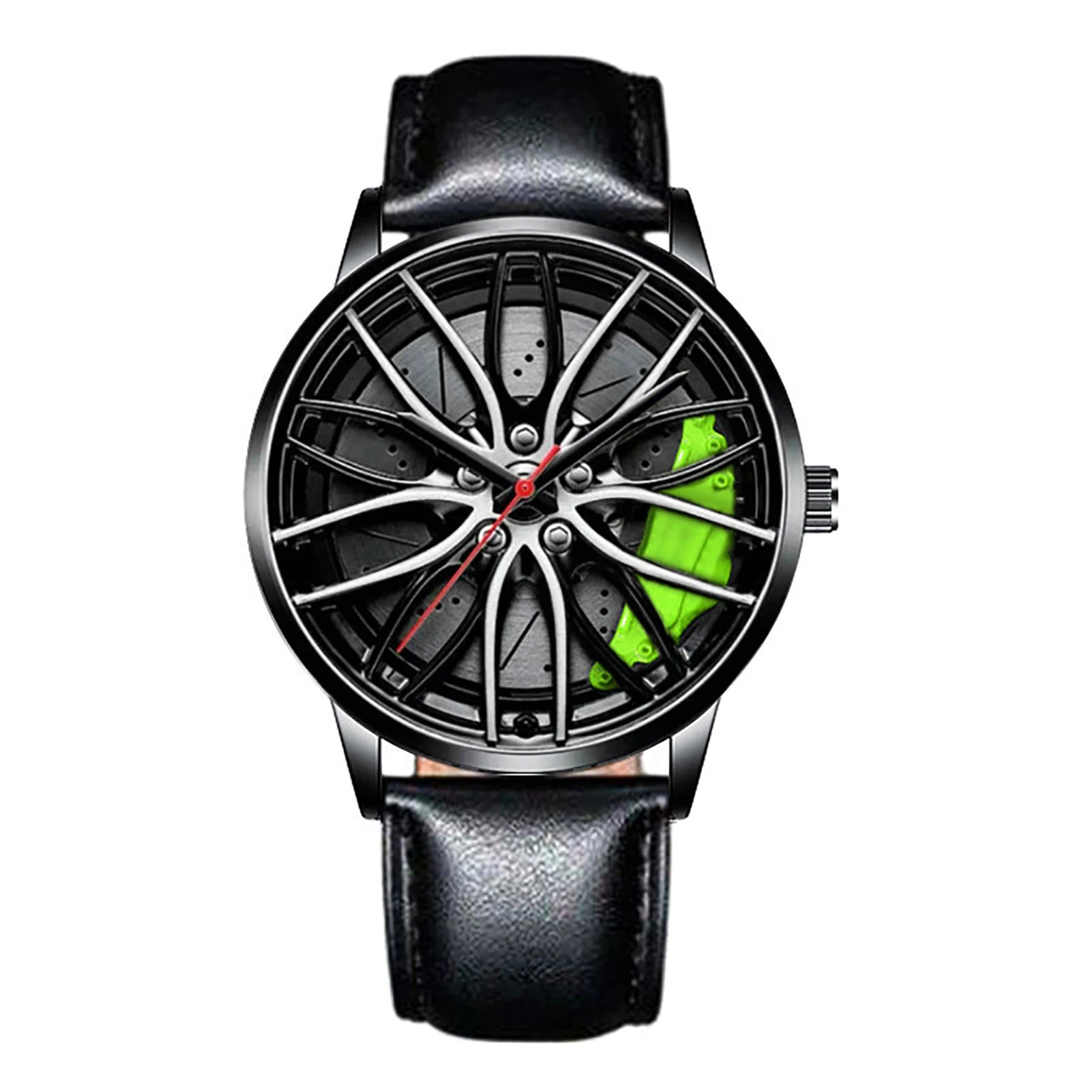 Men's Car Rim Quartz Watch – Leather Strap Round Dial