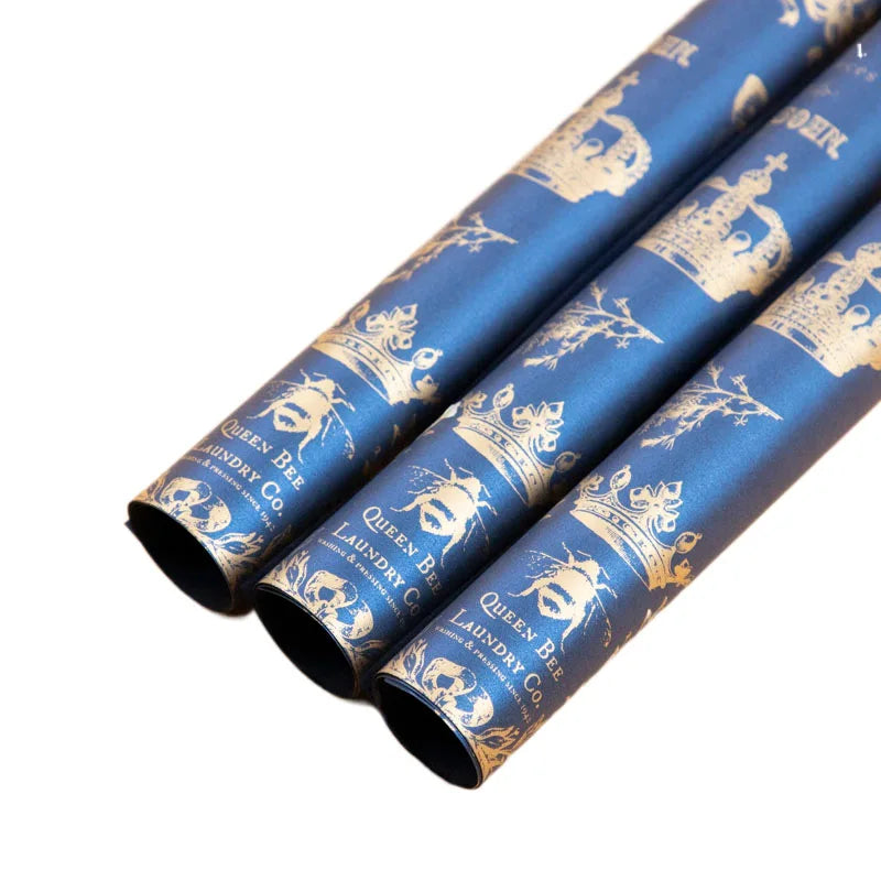 Ribbon Flower Knot Colorful Exquisite Gift Box Beaded Wrapping Paper Hot Stamping Gift Wrapping Paper For Gift Packaging Oasis Select blue