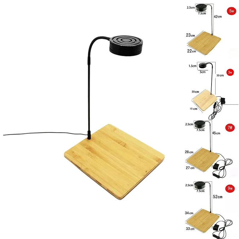 LED Aquarium Fish Tank Light With Bamboo Base Lamp For Aquariums Potted Plants Succulents Miniature Landscape US Plug 5W Oasis Select