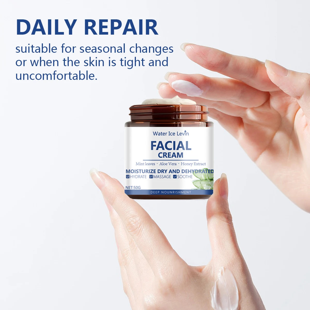 Water Ice Levin Hydra-Lock Facial Cream | Aloe, Honey & Collagen Facial Moisturizer Cream Oasis Select
