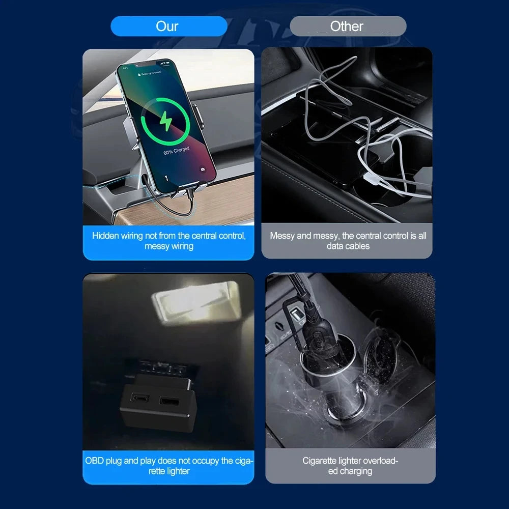 For Tesla Model 3 Model Y X S OBD Plug Obd Adapter Charging For Tesla Car Model3 Modely Obd2 Splitter Charger Adapters Oasis Select