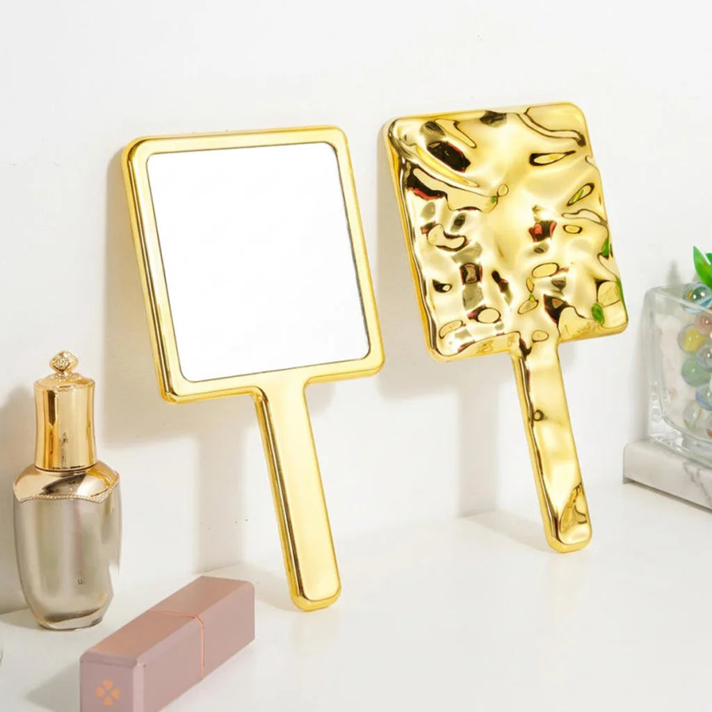 Square Handheld Makeup Mirror Liquid Shape Vanity Mirror With Handle Hand Mirror Spa Salon Compact Mirrors For Eyelash Extension Oasis Select
