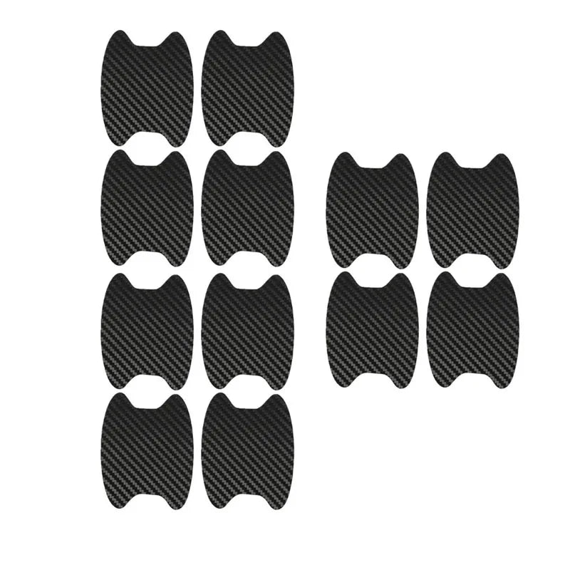 4/8/12/16Pcs Car Styling Mouldings Sticker Car Door Sticker Carbon Fiber Scratches Resistant Cover Auto Handle Protection Film Oasis Select 12pcs black