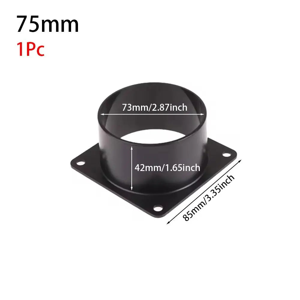1Pcs 75/100/120/150mm Flange Connector Square Bottom Pipe Fitting Air Inlet And Outlet ABS Black Air Ducting Connection Flange Oasis Select 75mm