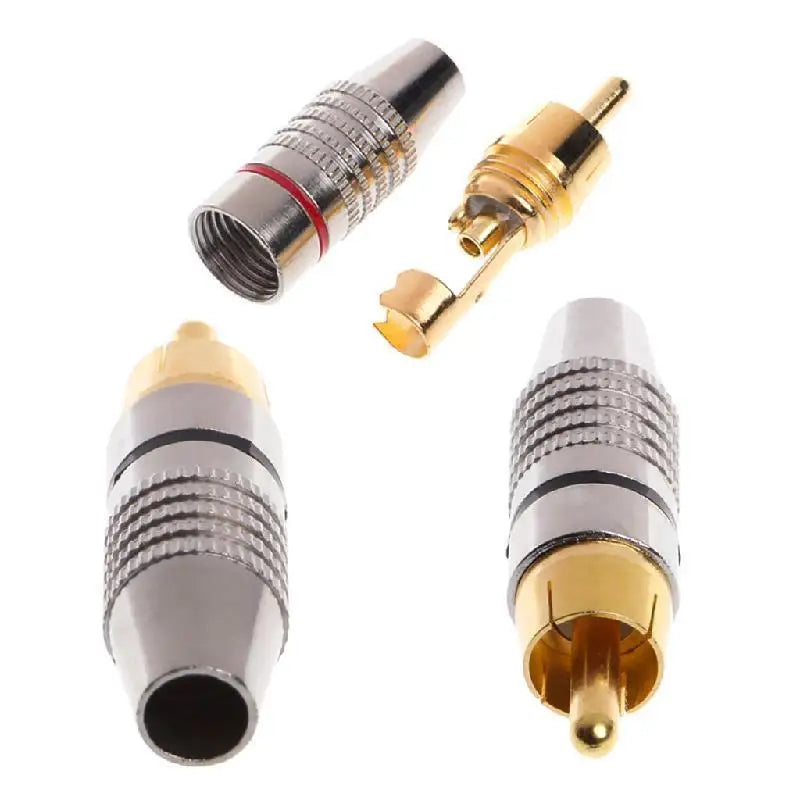 10pcs RCA Male Plug Audio Video Cable Speaker Connector Lockable Adjustable Gold Plate Audio Plug Rca Male Plug 45mm Oasis Select