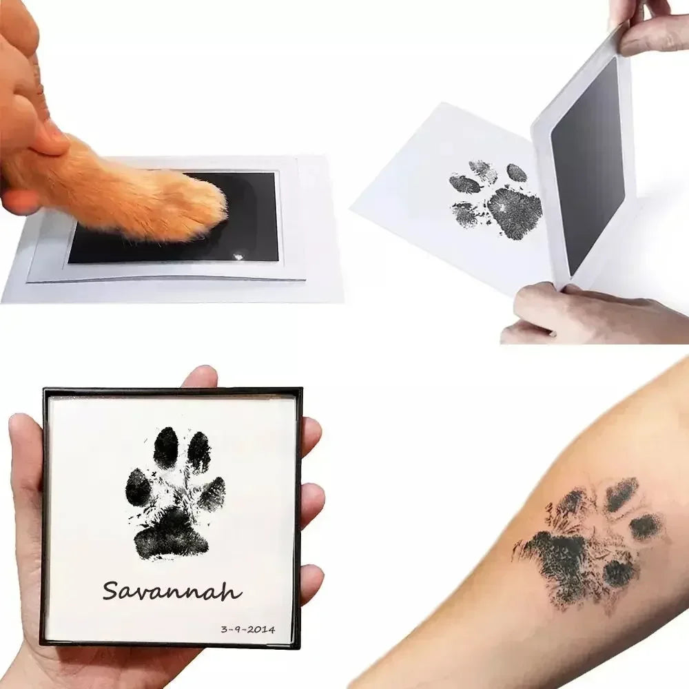 Dog Cat Footprint Pad Paw Print Ink Kit Pad Baby Handprint Stamp Safe Non-toxic Mess-free Printing DIY Easy Clean Pet Souvenir Oasis Select