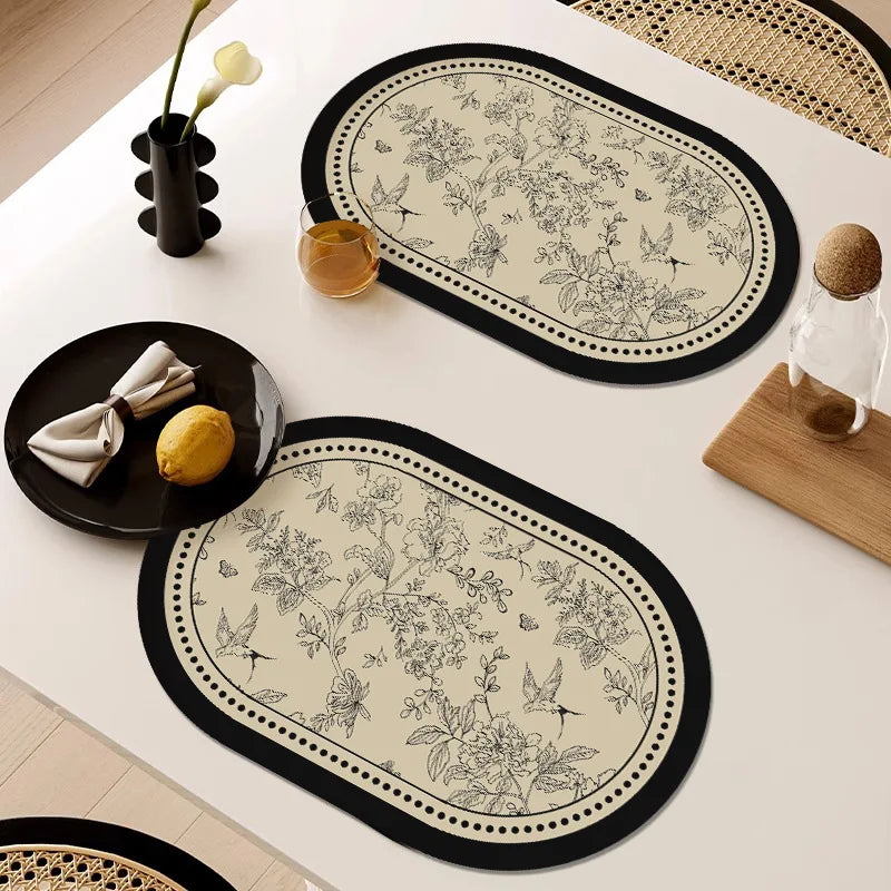 French Waterproof Leather Placemat Grease-proof Washless Dishes
