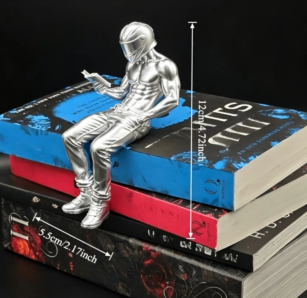 Motorcycle Muscle Reading Man Sitter Figurine Diy Customize Sexy Fitness Desktop Ornament Decor for Bookcase Decoration Men Gift Oasis Select Motorcycle man 2