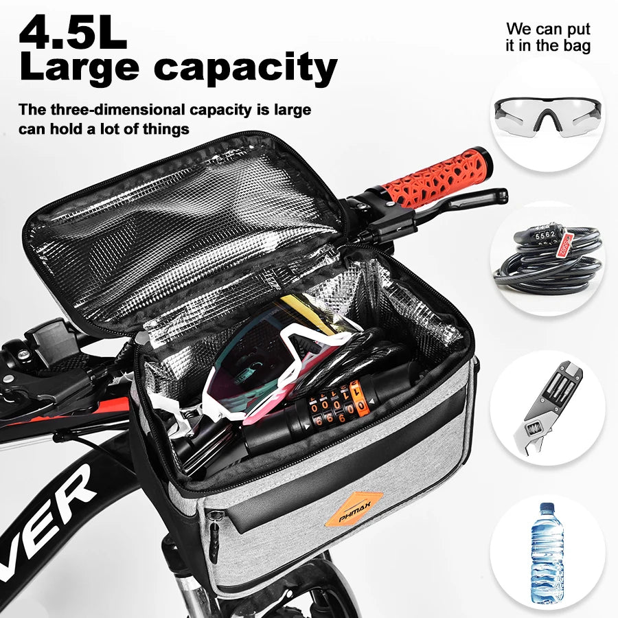 PHMAX Bicycle Chartered Front Bag, Large Capacity Waterproof Fresh Bag, Touch Screen Cycling Phone Bag Messenger Bag Oasis Select