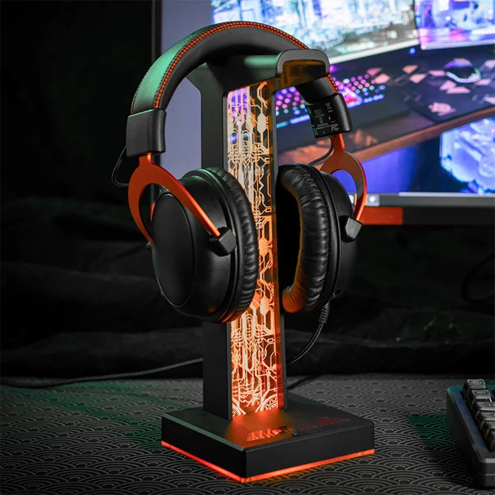 RGB Gaming Headset Stand | 10 Lighting Modes, USB & Audio Port