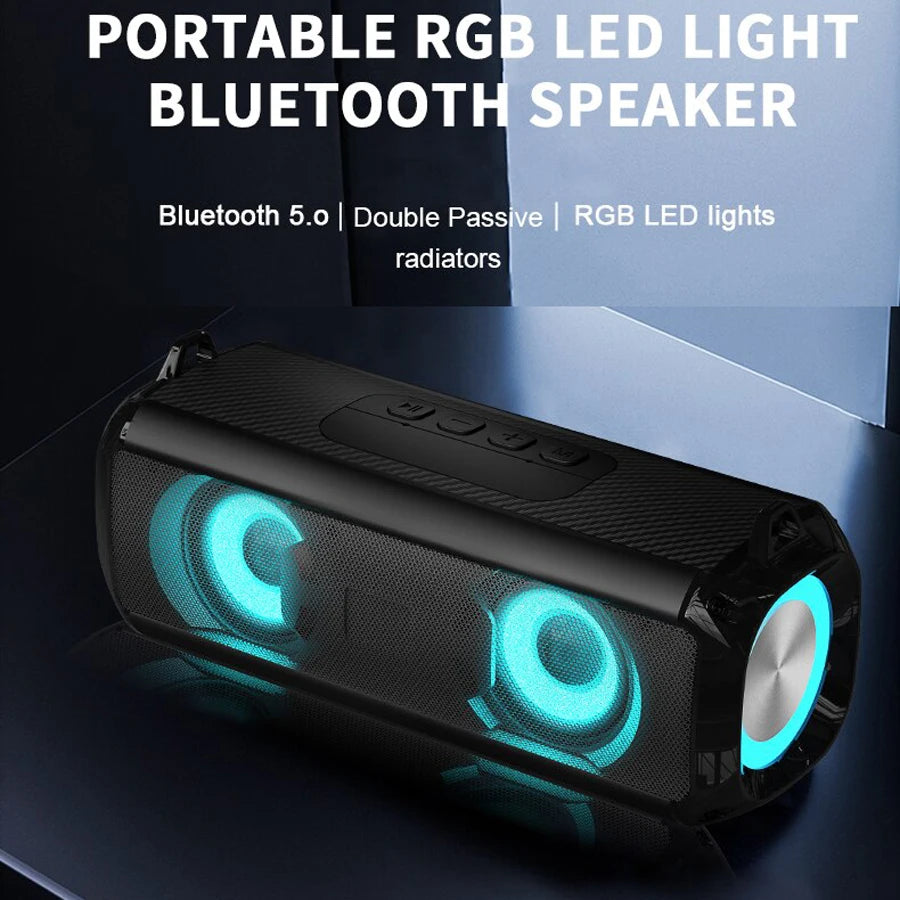 AyeBeau Portable Bluetooth Speaker RGB LED FM Radio Bass