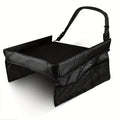 Foldable & Expandable Car Seat Travel Tray with Multiple Storage Pockets - Lightweight, Wall-Mountable Design for Airplane, Car Oasis Select black