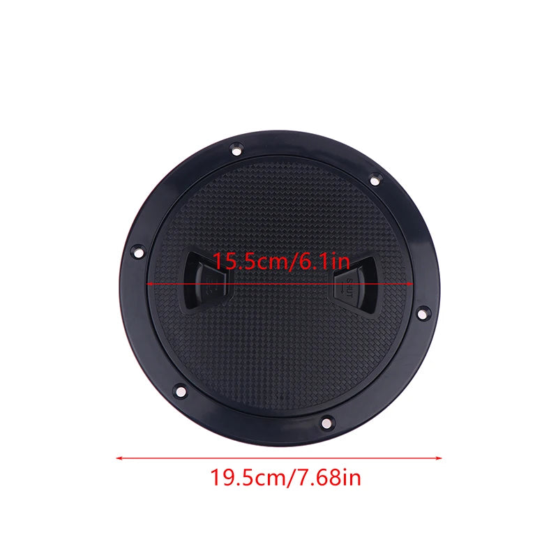 ABS Plastic Round Non-Slip Inspection Hatches Screw Out Access Hatch Cover 4'' 6'' 8'' With Detachable Cover For Kayaks Yacht Oasis Select 6inch Black
