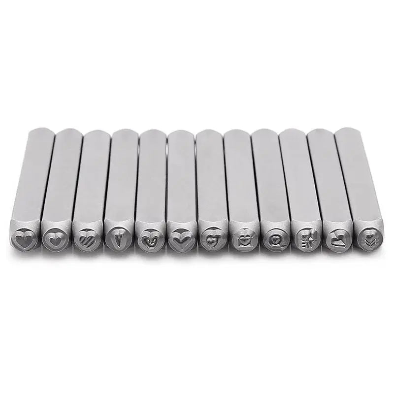 LIKE WISH 12 Piece Metal Stamp Set, 3Mm (1/8 Inch) Metal Punch Stamp Kit For Metal Punching Oasis Select