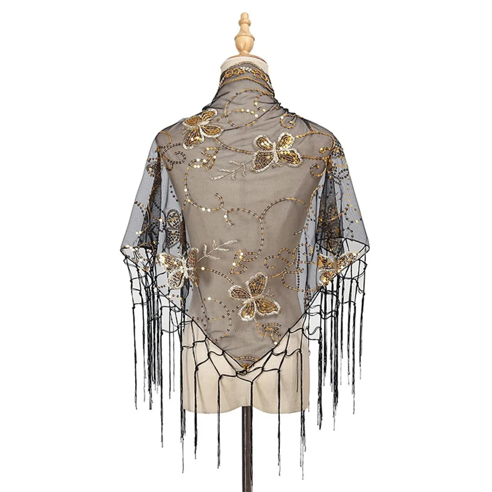 Casual Lace Flower Lace Scarf Shawl Thin Cute Sweet Headscarf Shawl Vintage Bandanas for Women Photography Oasis Select Gold