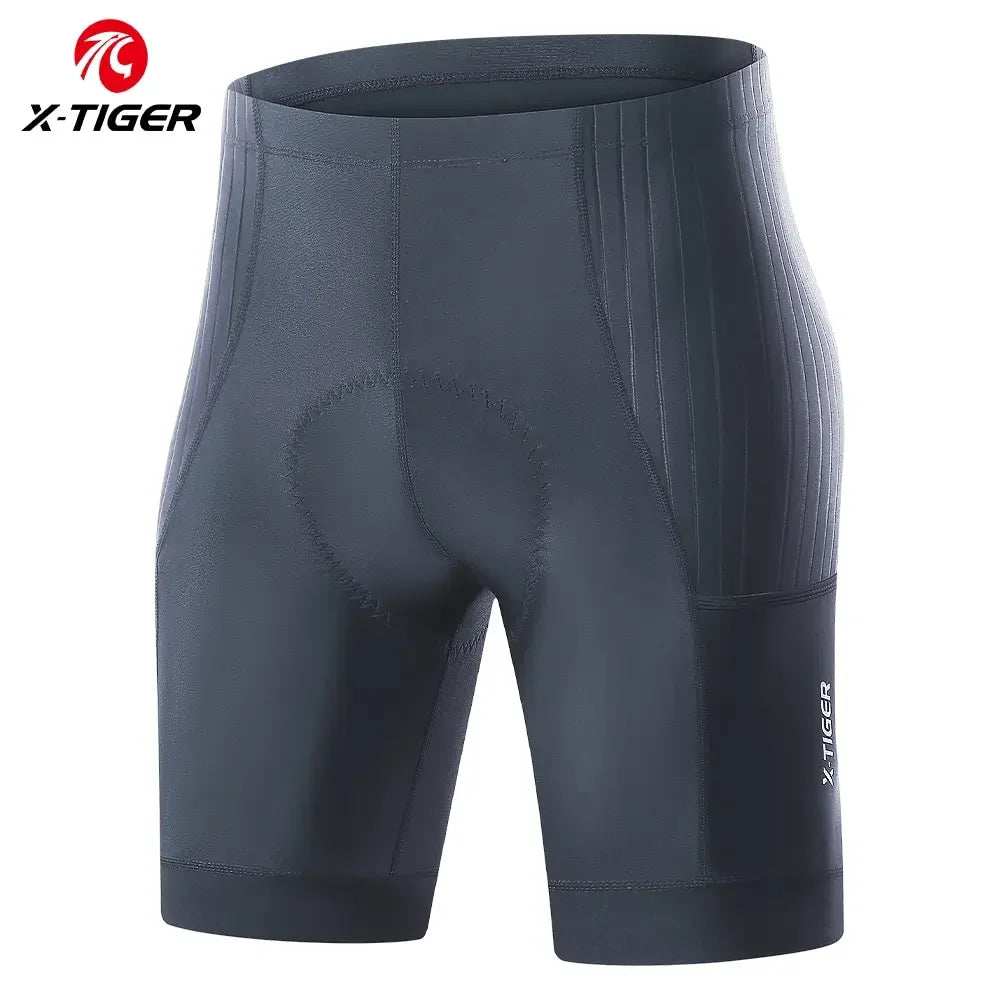 X-TIGER Men's Cycling Shorts 2 Pocket Bicycle Shorts Reflective Anti-slip Shock Absorption Sponge Pad MTB Road Cycling Shorts Oasis Select