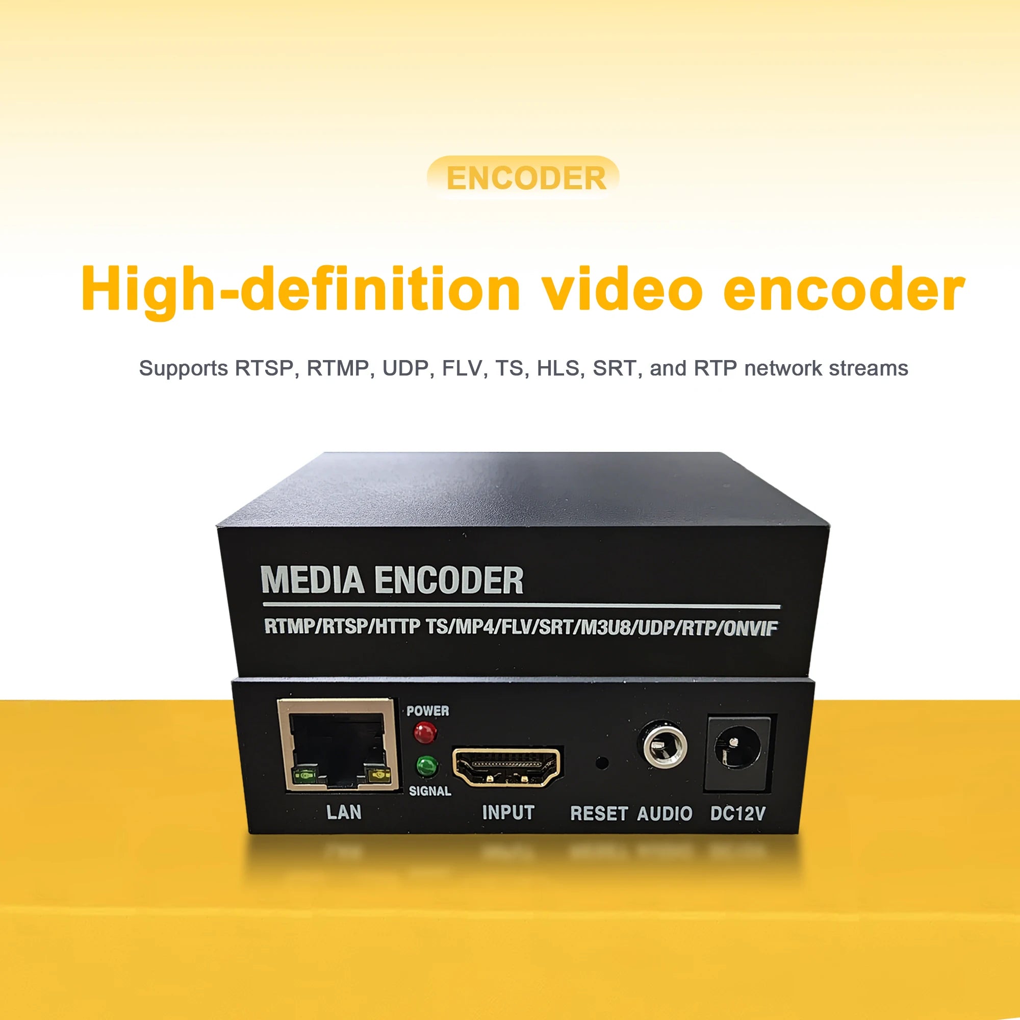 High-definition video encoder with SRT, RTSP, RTMP streaming for computer surveillance connected to NVR Oasis Select