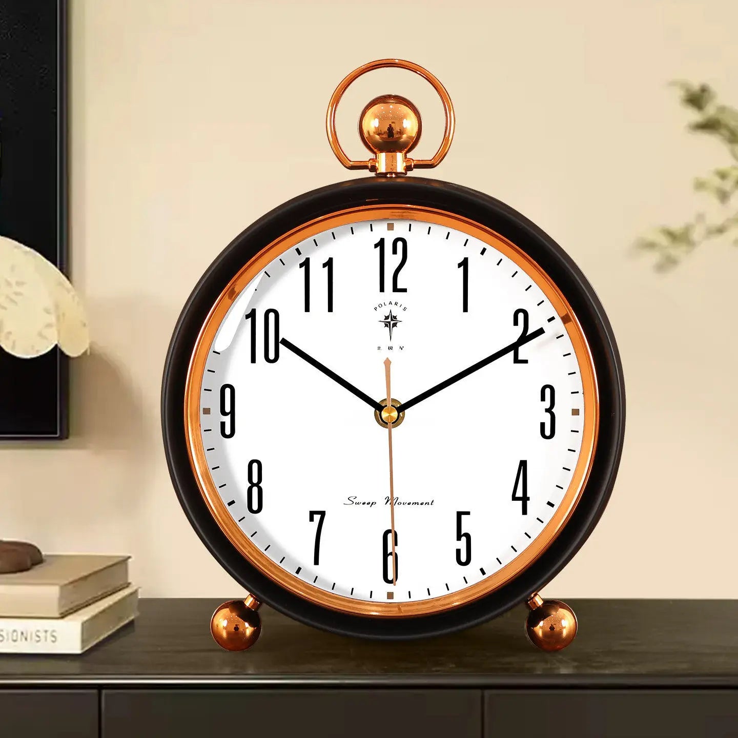 European Vintage Retro Table Clock Silent Non-Ticking Desk Clock Luxury Mantel Clock Home Living Room Desktop Ornament Oasis Select
