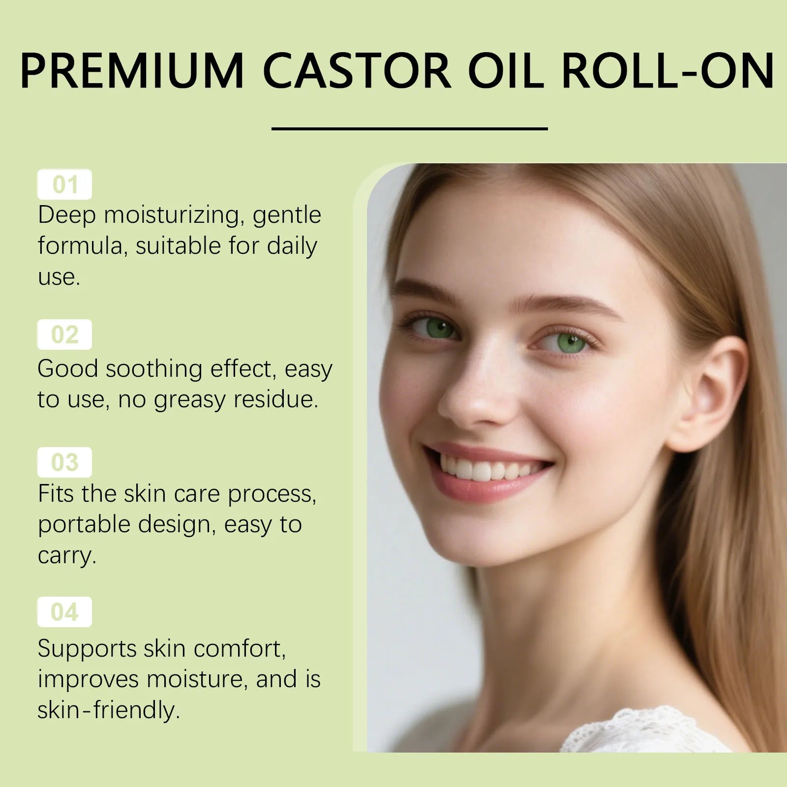 Soothing Skin Castor Oil Roll-On Essential Oil Nourishing Hydrating Softening Comfortable Moisturization Roll-On Essential Oil Oasis Select