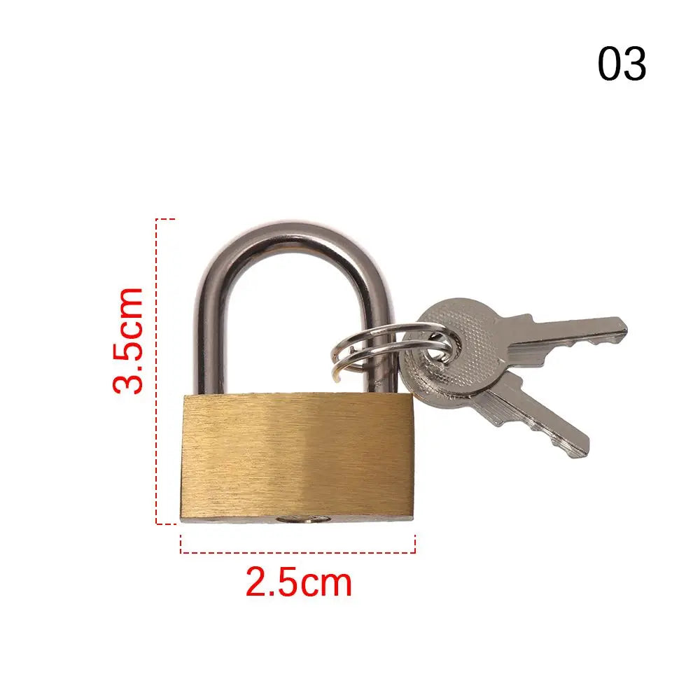 Mini Copper Lock with 2 Keys Brass Padlock Travel Luggage Case Padlock Security Tools Locker Case Supply Home Improvement Oasis Select 2.5x3.5cm