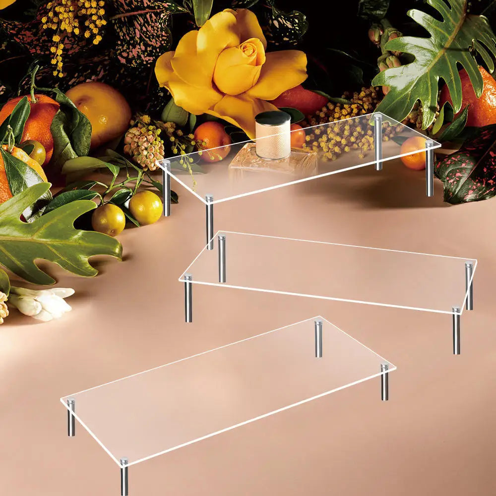 Stainless Steel Stand Acrylic Display Stands Clear Display Shelf Cupcake Display Riser Makeup Holder for Decoration Organizer Oasis Select