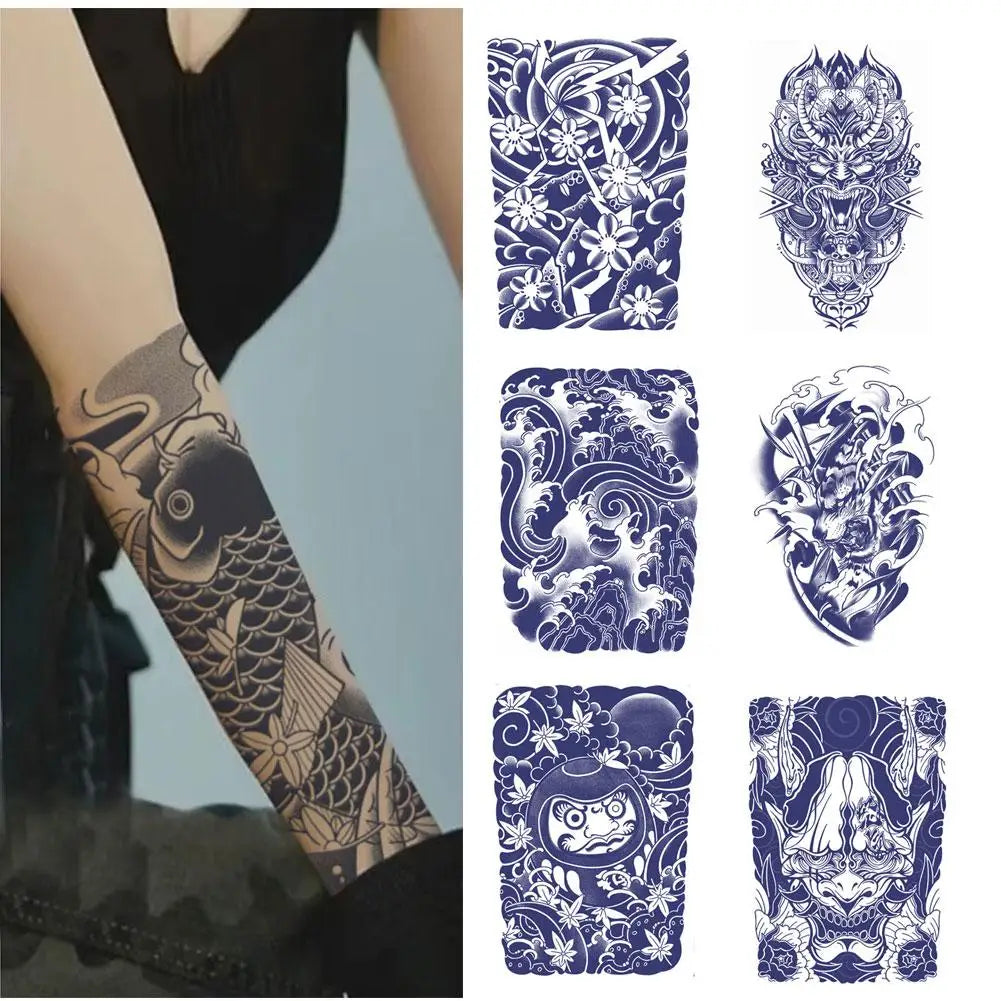Koi Fish Blossom Temporary Tattoo – Waterproof, Lasts 15 Days Temporary Tattoo Sticker Oasis Select
