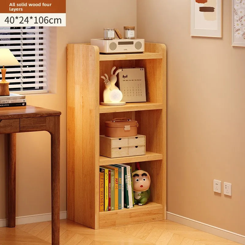 Solid wood bookshelf simple multi-layer floor storage shelf living room corner narrow slit simple display cabinet pine bookcase Oasis Select 4th floor 40 24 106