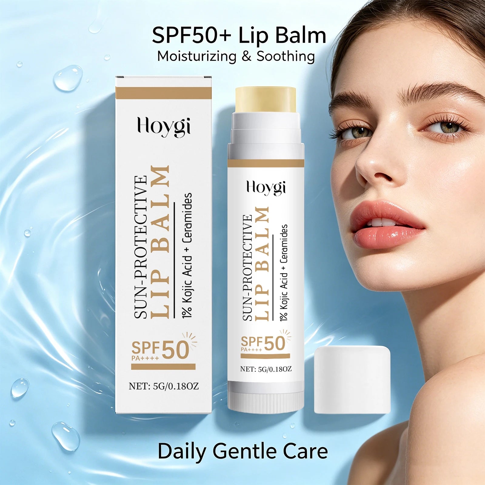 Spf50 Pa++++ Lip Balm 5g with 1% Kojic Acid & Ceramides, UV Protection Brightening Moisturizing Lip Stick for Dry Chapped Lips Oasis Select