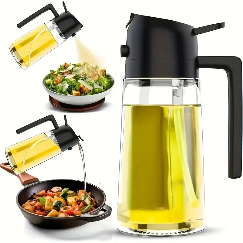 1pc 450ML Dual-Purpose Oil Mister Bottle with Automatic Shut-Off Sprayer - BPA-Free PET Plastic for Cooking, Grilling, Baking Oasis Select